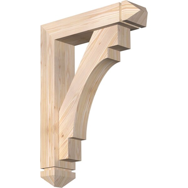 Ekena Millwork Merced Arts and Crafts Smooth Bracket w/ Offset Brace, Douglas Fir, 5 1/2"W x 22"D x 30"H BKT0604X22X30MRC03SDF - main